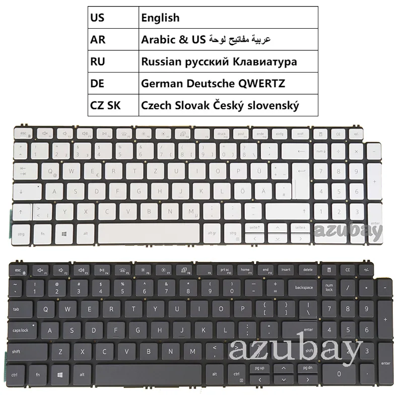 Teclado do Portátil para Dell 01frfk 001f84 028xr2 05tppt 0v1rfc 04kfwr 0kmtp5 Eua Árabe Russo Alemão de Qwery Tcheco