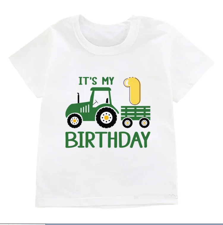 

Cute Kids It’S My 1-8 Birthday T-shirts Boys Girls Cool Farm Tractor Printed Clothes Children Happy Party Gifts Short Sleeved Te