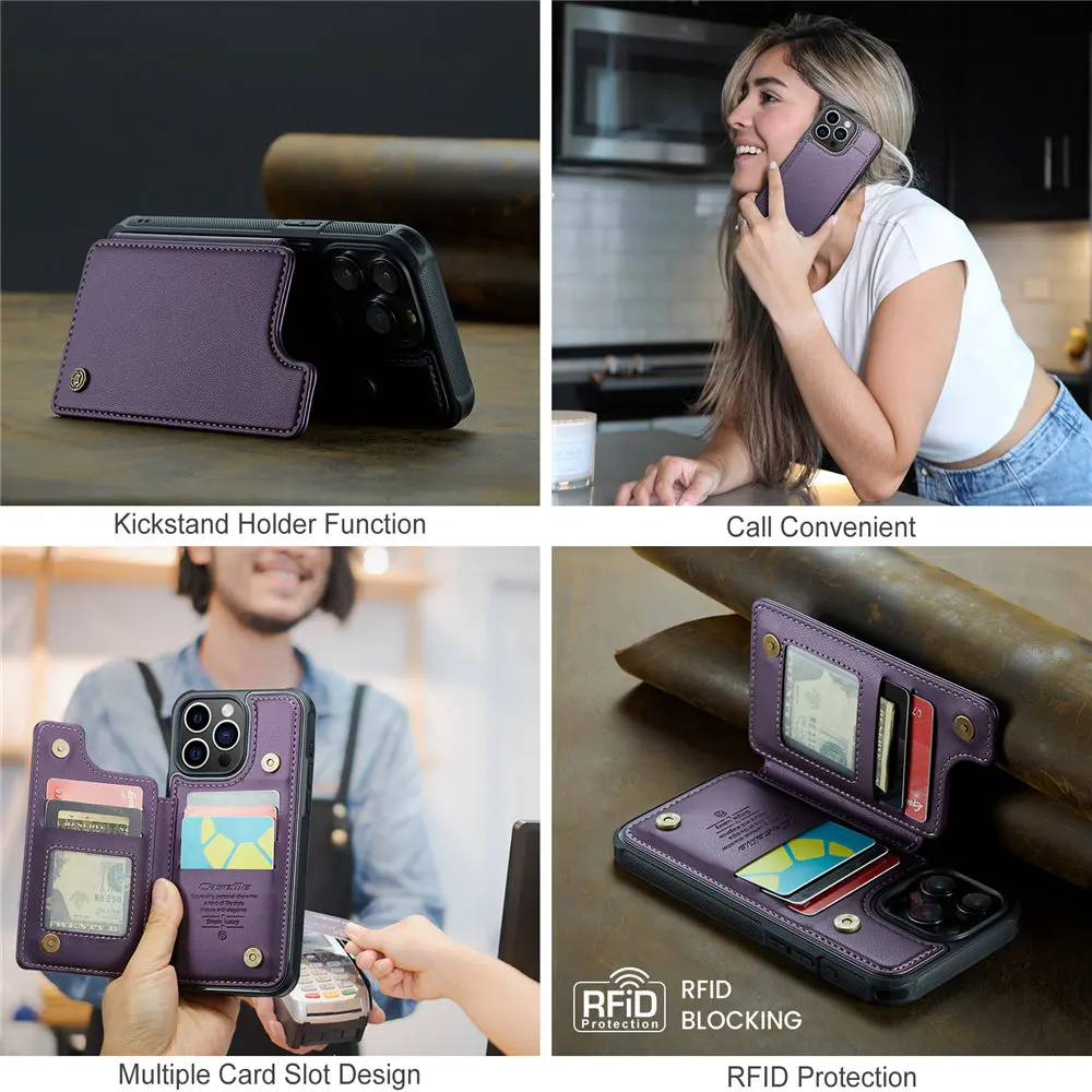 Premium Flip Leather Wallet Phone Case with Credit Card Holder and Shockproof Protection
