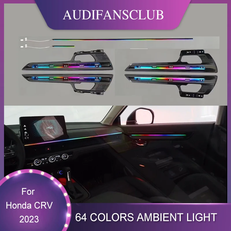 

64 Colors Atmosphere Lamp illuminated Strip For Honda CRV 2023 Dedicated Button Control Decorative Ambient Light LED