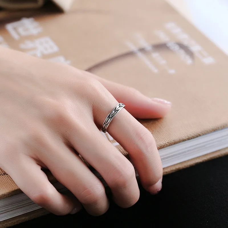 Silver Punk Open Leaf Ring | Leaf Vintage Silver Rings