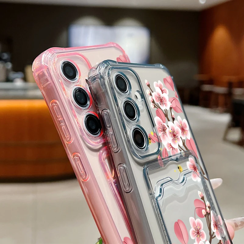Floral Card Holder Phone Cover with Wallet Pocket