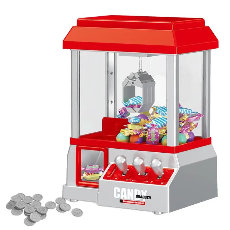 Mini Claw Machine Candy Grabber Prize Dispenser Vending Toy With 24 Game Coins For Kids