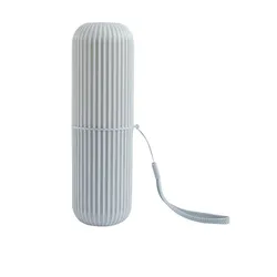 Compact Travel Toothbrush & Toothpaste Holder for Camping and Outdoor Use (Gray)