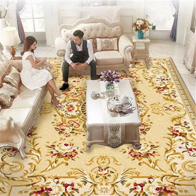 European Style Carpets for Living Room Decoration Large Area Rugs for Bedroom Bedside Carpet Machine Washable Room Floor Mat 4
