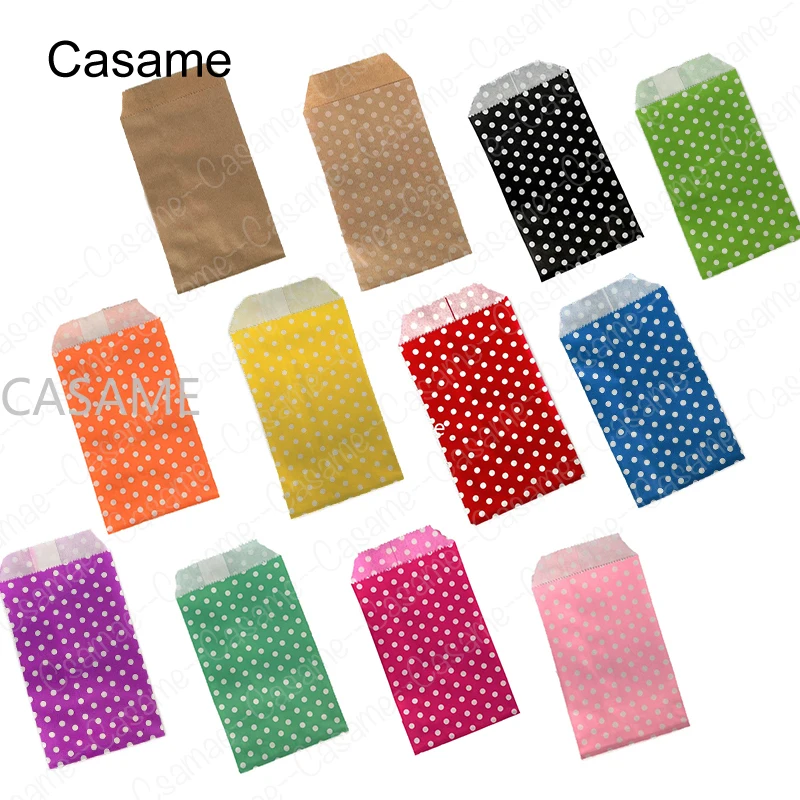 50 Stück kleine Sackbeutel Mini Dot Kraftpapiertüten Hochzeit Party Einladung Grußkarten Papier Geschenktüte
