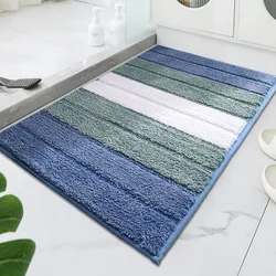 Ultra - Absorbent Non - Slip Plush Bathroom Mat - Machine Washable & Quick - Drying - 500MMx800MM (Blue)