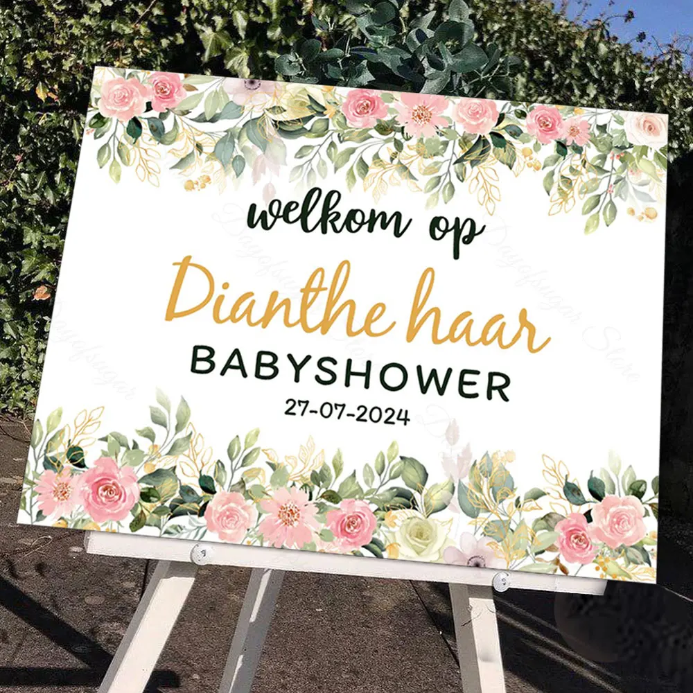 Baby Shower Welcome Sign Mosaic Board Personalized Florals Welcome Sign for Baby Shower Birthday Wedding Party Deco