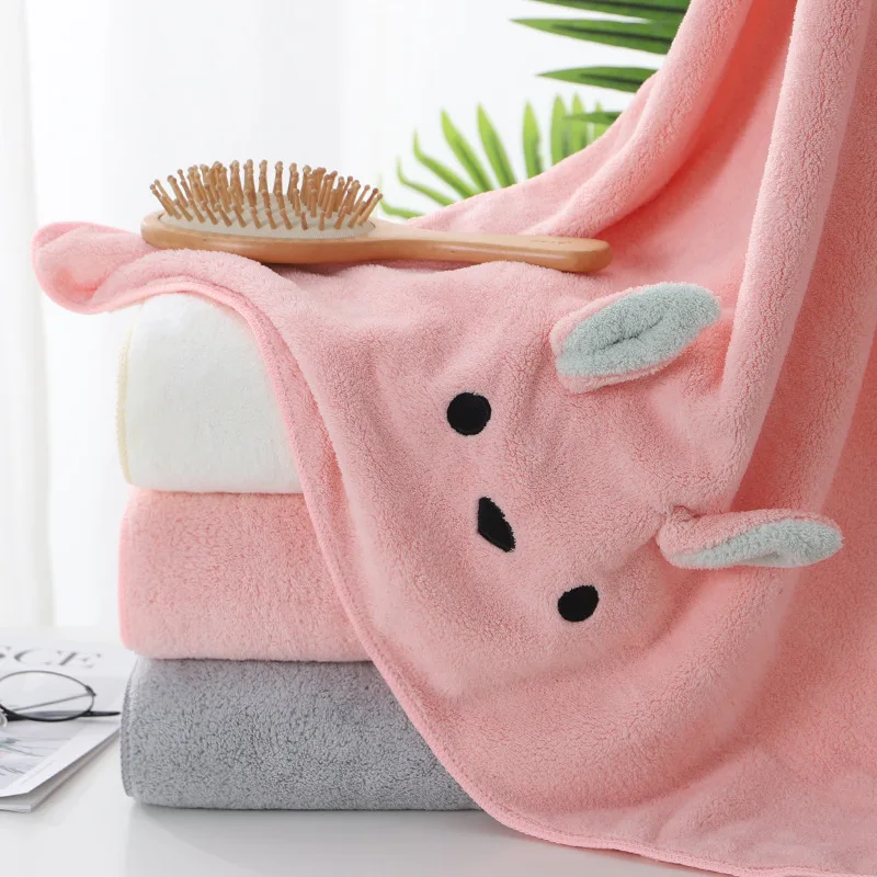 Cute Cartoon Animal Wipe Hand Towel Coral Fleece Quick Dry Soft Absorbent  Kitchen Bathroom Terry Towels Embroidered Handkerchief