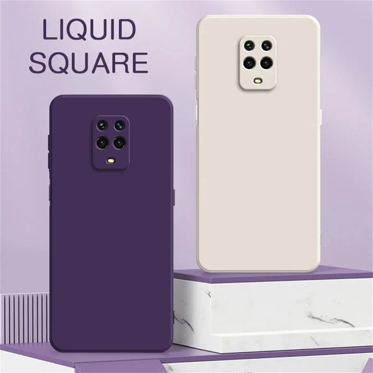 Phone Case For Redmi Note 9 Pro Max Square Liquid Silicone 4G 5G 360 Protective Mobile Cover