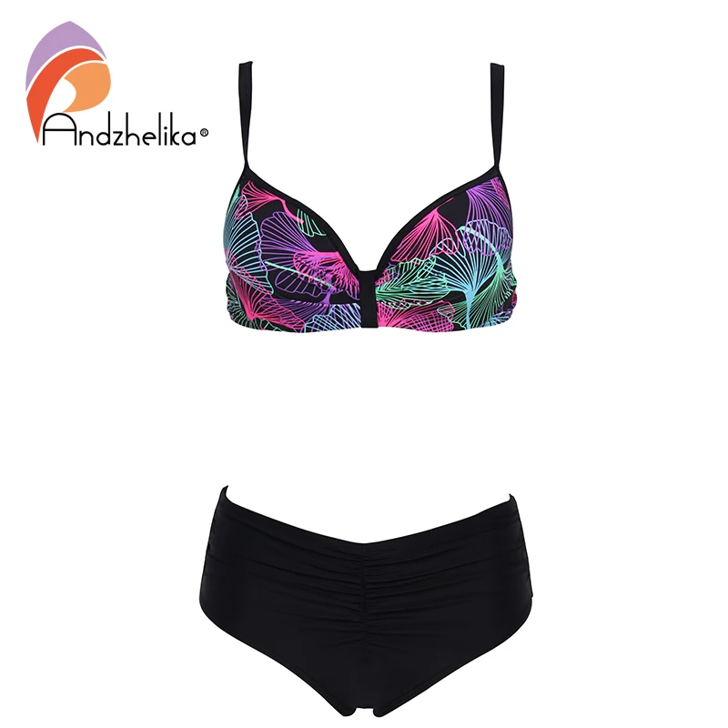 

Andzhelika Ruched High Waisted Bikinis Women Swimsuits Push Up Bikini Set 2 Piece Swimwear 2023 Beach Bathing Suits Biquini