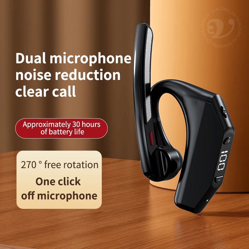 Bluetooth 5.3 Business Wireless Earphone Left Right Ear Universal LED Display With MIC Headset Ultra-long Standby For Car Driver 2