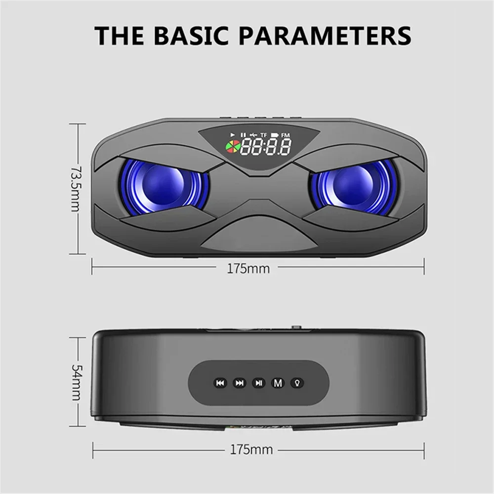 디자인 블루투스 스피커 M5 쿨 로봇 LED 리듬 플래시 무선 확성기, FM 라디오 알람 시계, TF 카드 지지대 서브우퍼