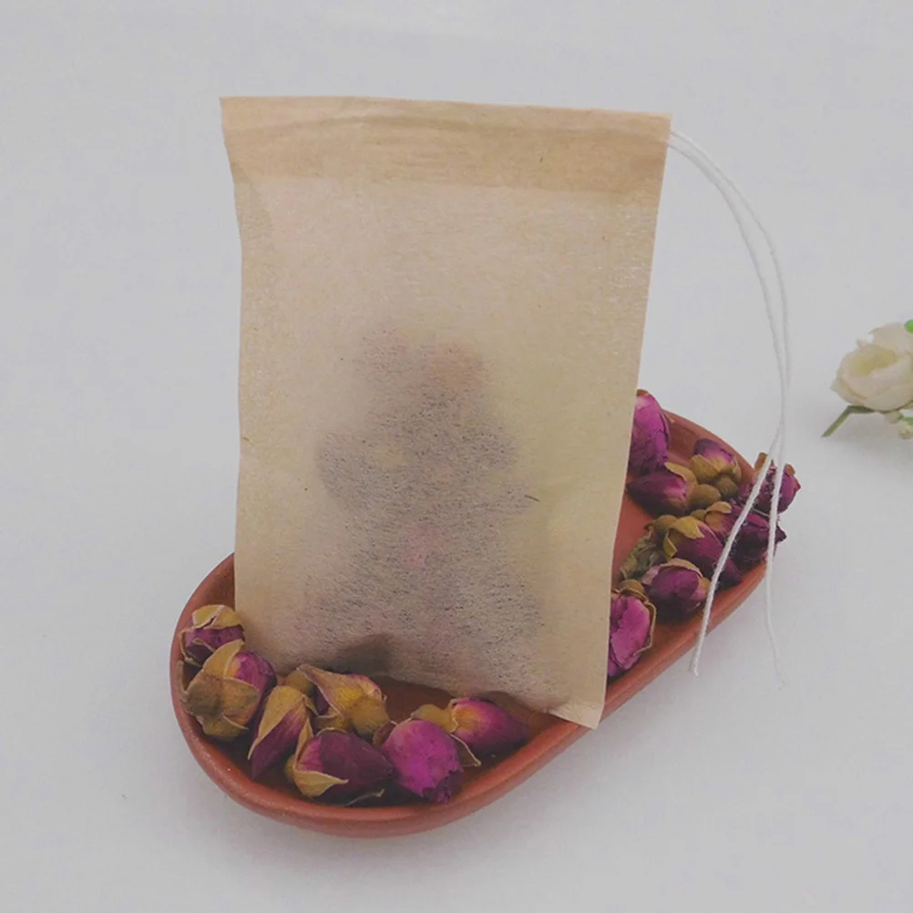 200pcs Drawstring Tea Filter Bags Unbleached Paper Tea Bag Infuser Sachets for Loose Leaf Coffee 5x7cm