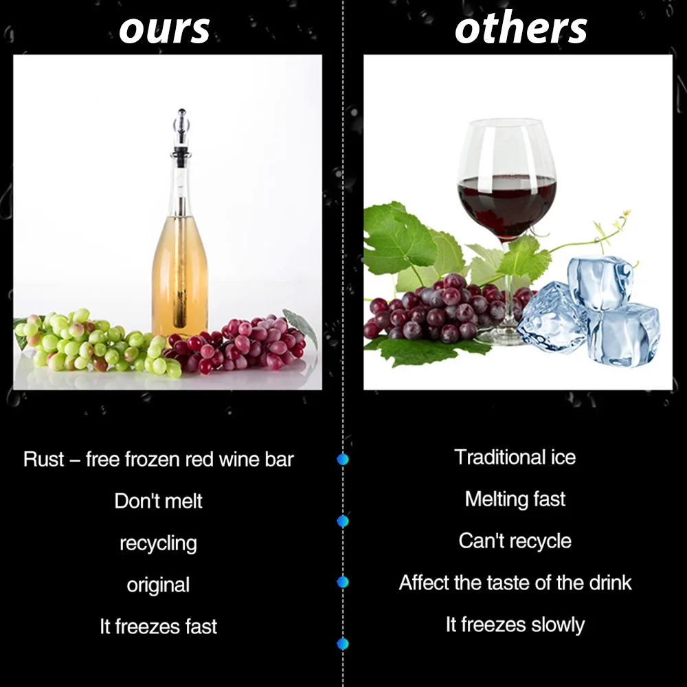 Stainless Steel Wine & Beverage Chill Rod with Aerator Pourer and Stopper