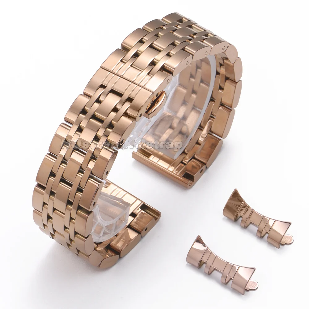 Premium Stainless Steel Watch Strap with Deployment Clasp - Adjustable Metal Band