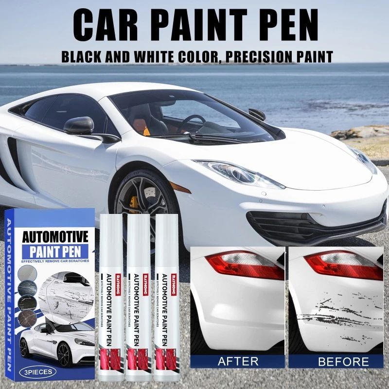 Car paint repair pen, scratch and repair marks on the paint surface, pen