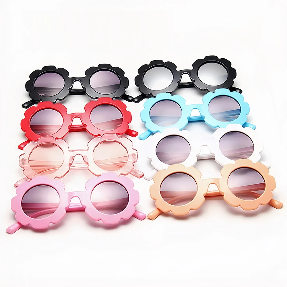 Cute Round Sunglasses for Kids-New Sunflower Design with UV400 Protection