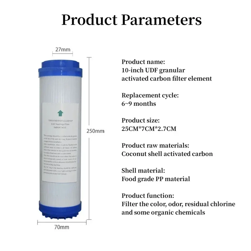 10 inch UDF GAC Granular Activated Carbon Water Filters Replacement Kitchen Drinking Water Purifier Filter Treatment System