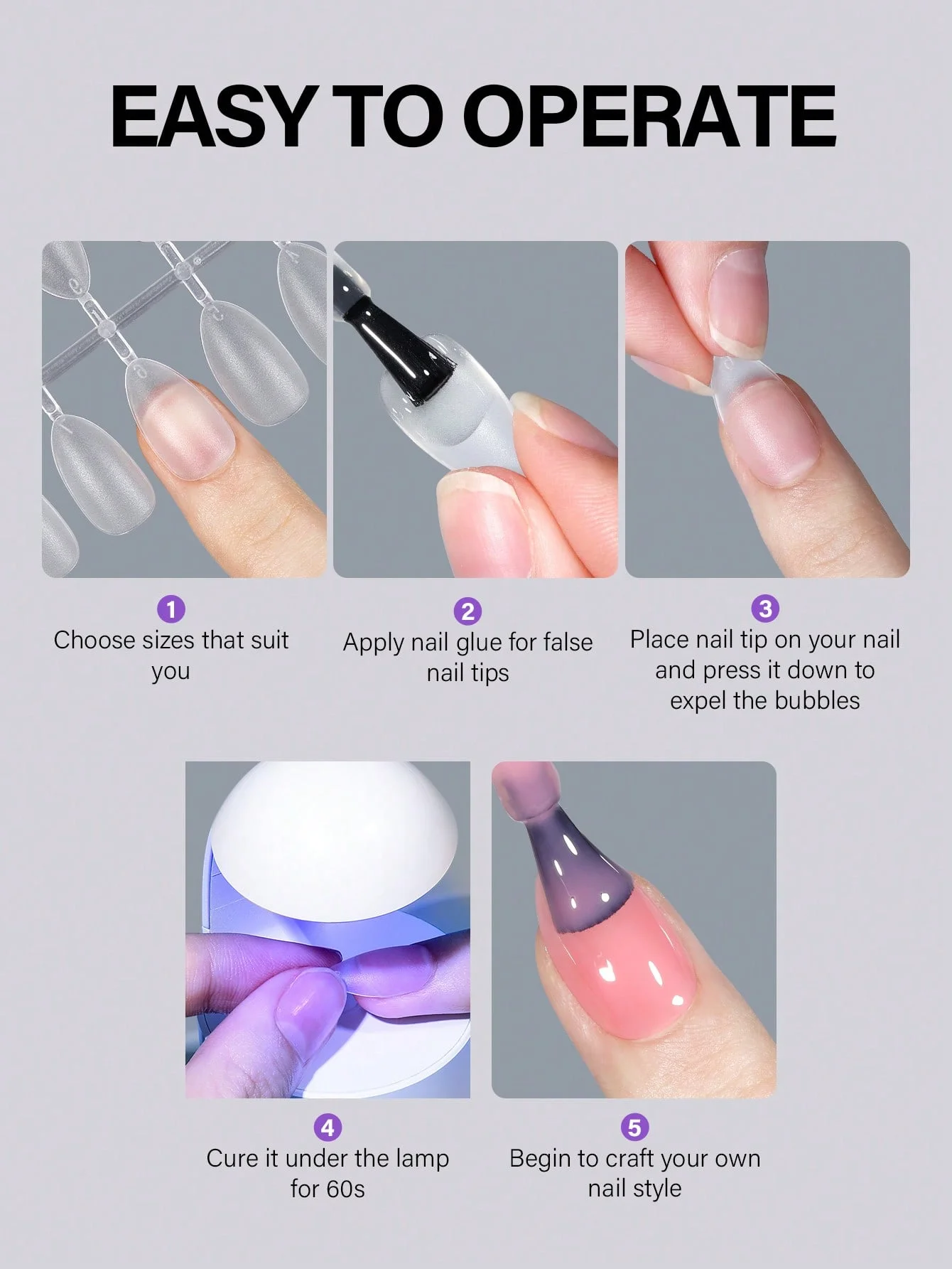 Almond Shaped Fake Nail Tips Matte Solid Colour Set Of 300pcs_voghion.com