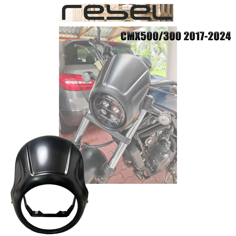 

Fit For Honda Rebel CMX500 CMX300 2017-2022 Motorcycle Headlight Fairing Front Cowl Mask Cover Fork Windshield CMX 300 500 Black