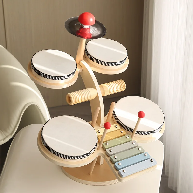 

Wooden Early Childhood Education Children's Toys Baby Enlightenment Musical Instruments Playing The Piano Stand and Drum Toys