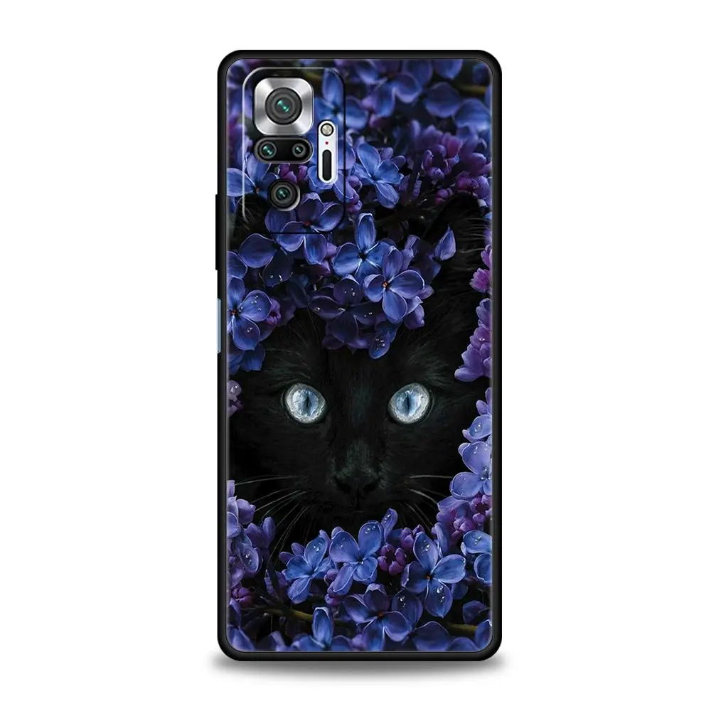 Adorable Cat Design Phone Case - Black Cover