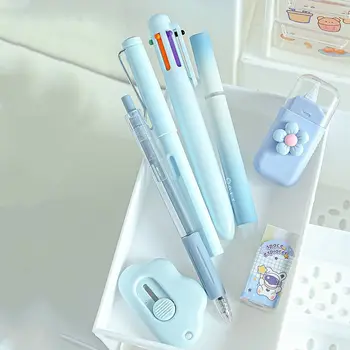 Set di Cancelleria Scolastica con 6 Penne Colorate a Tema Cartone Animato, Kit Regalo per Studenti con Marcatori di Grande Capacità