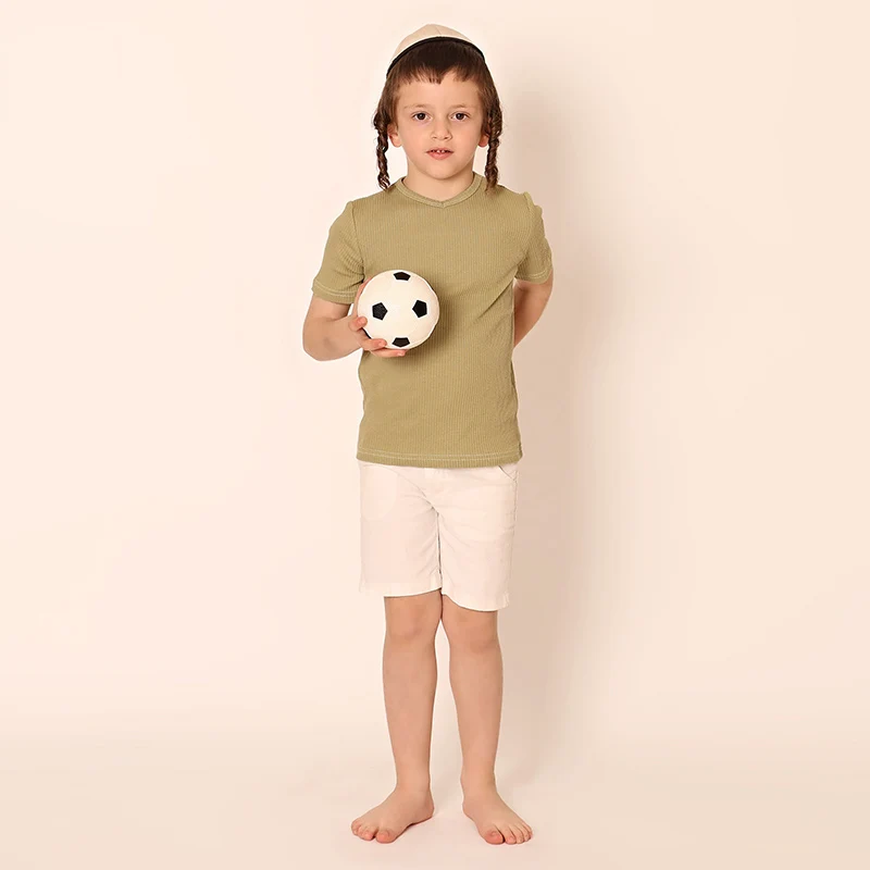 Aa-Jungen und Mädchen T-Shirt Kurz-und Langarm kurze Leggings gerippt Set Outfit Familien kleidung Baby Boy Shirt Kleidung V-Ausschnitt Top