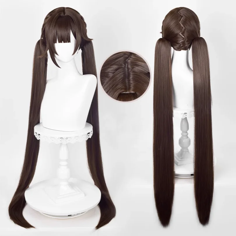 

Game Honkai: Star Rail Sushang Cosplay Wig Dark Brown Double Ponytail Hair Heat Resistant Synthetic Halloween Party Accessories