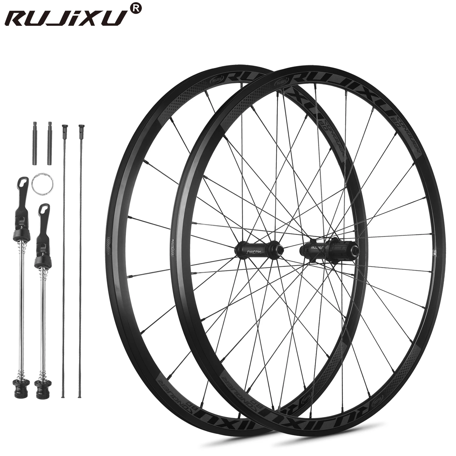 RUJIXU 1380g 700C ultra-light wheelset 30/40/50mm high road bike wheel set V/C brakes with disc brakes aluminium alloy wheelset