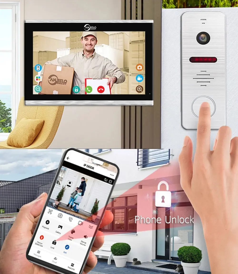 ANJIELO Metal Doorbell Video Intercom System for Home Tuya Smart Video Doorhpone
