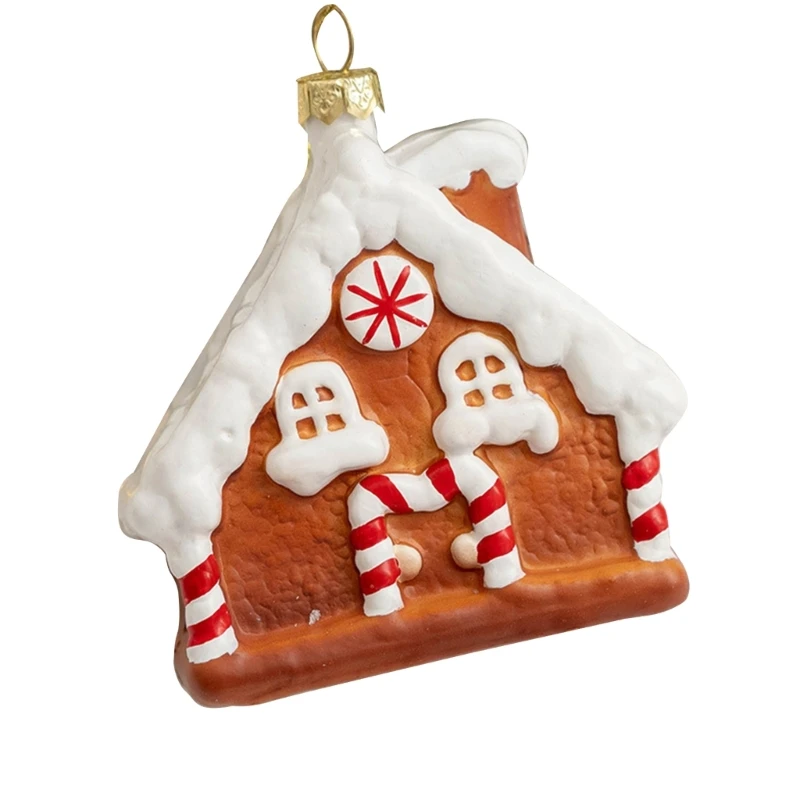 W3JA Gingerbread Man House Christmas Ornament Resin Hanging Pendant XmasDecor Snow