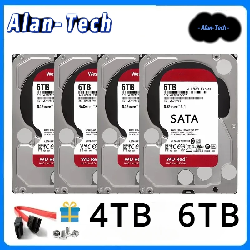 Weste-Rn Digital W--D Red Nas 4Tb 6Tb 3.5 "Disco Rigido Interno 5400 Rpm Classe Sata 6 Gb/S 64 Mb Di Cache Hdd