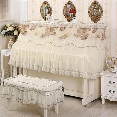 Modern Minimalist Fabric Lace Piano Cover Piano Dust Cover All Inclusive European Style Split Half Bench Cloth