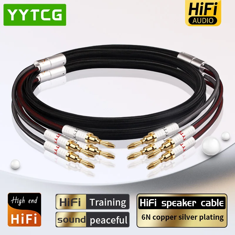 

HiFi Speaker Cable 6N Copper Silver Plating Banana Plug Speaker Cable Power Amplifier Gallbladder Machines Connection Cable