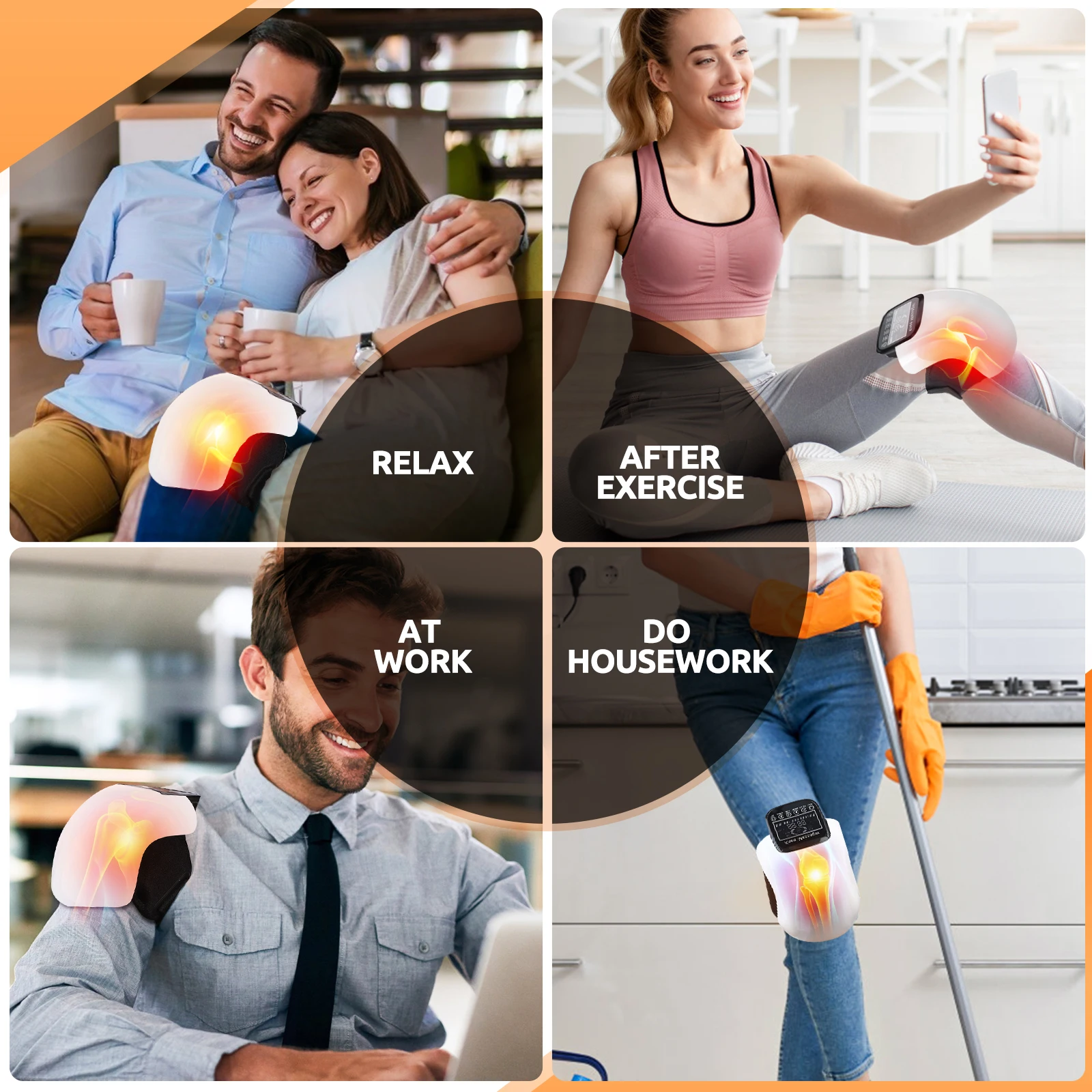 US UK Stock Electric Heating Knee Massager with Air Pressure Vibration for Leg Shoulder Elbow Joint Relief Physical Exerciser