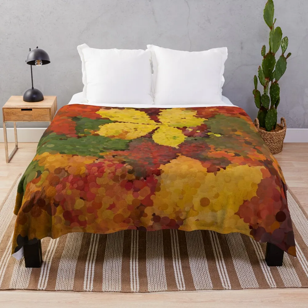 

Crunchy Autumn Leaves Throw Blanket Flannel Fabric Travel Blankets
