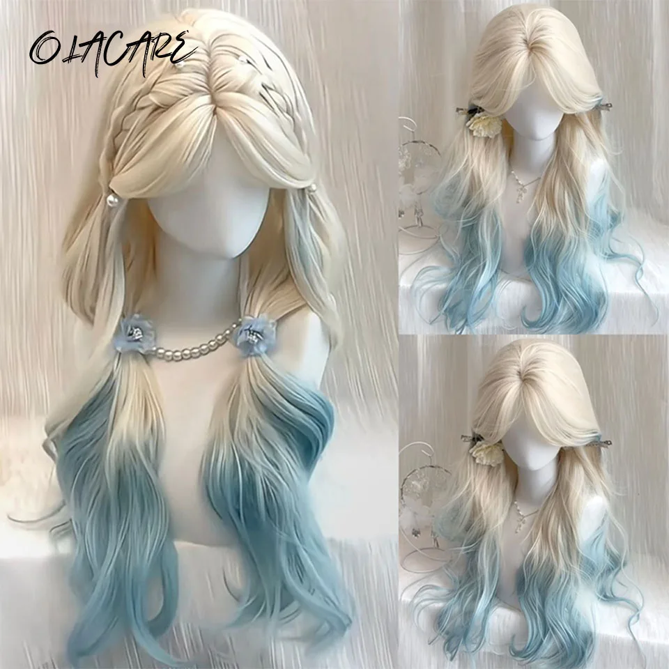 Blue Ombre Synthetic Cosplay Wig for Women