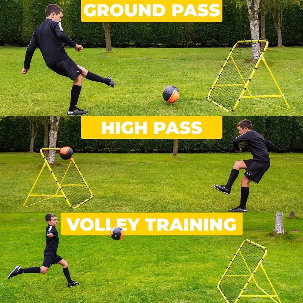 Soccer Rebounder Net with 20 Elastic Ropes Kickback Football Practice Net Rebound Training Aid for Kids Teens & Adults