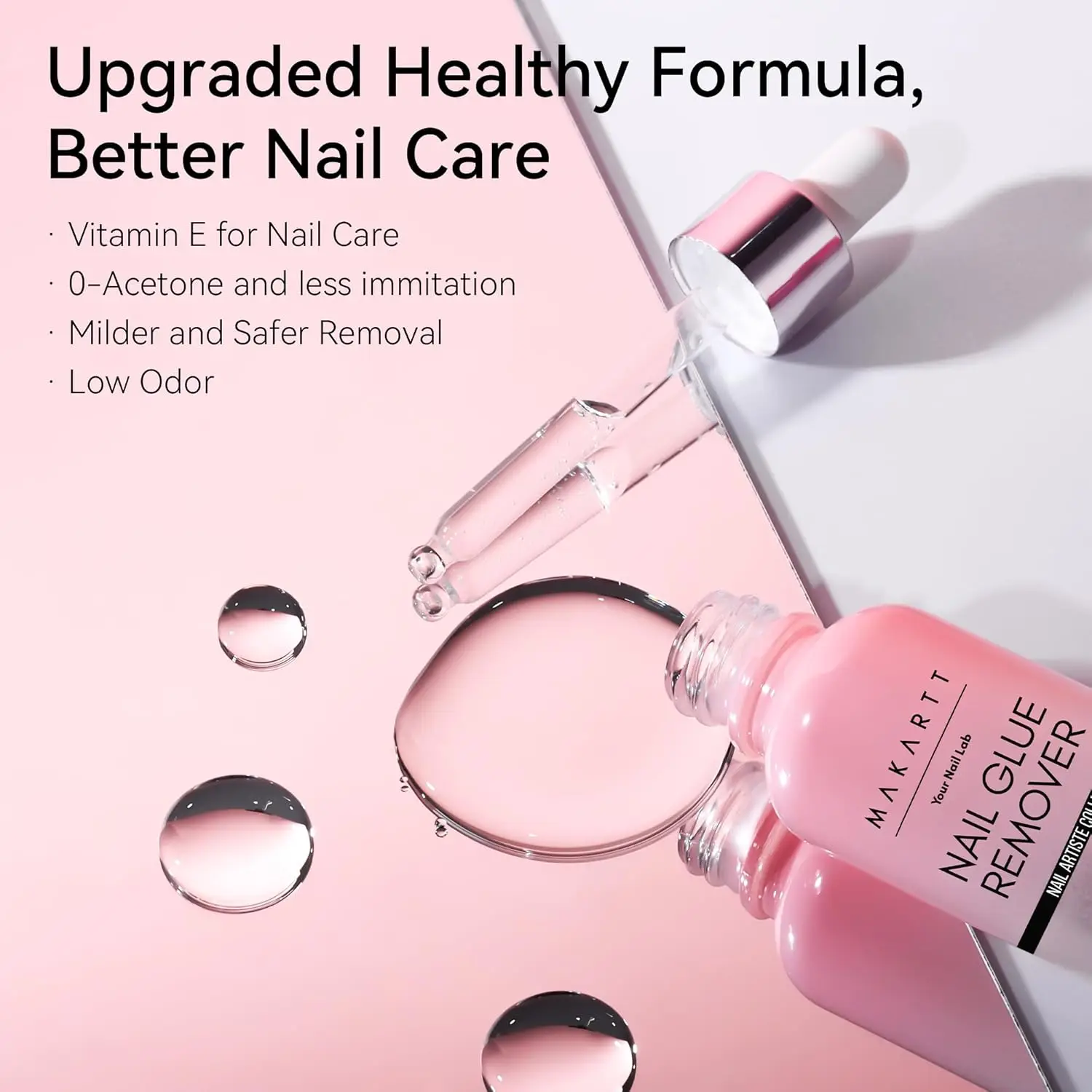 Nail Glue Remover for Press on Nails, 50ML Nail Glue Remover for UV Nail Glue, Non acetone Gentle Glue Off for False Nails Glue 2