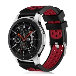 Breathable 22mm Silicone Smartwatch Strap Bracelet for 22MM Width Band (Black Red)