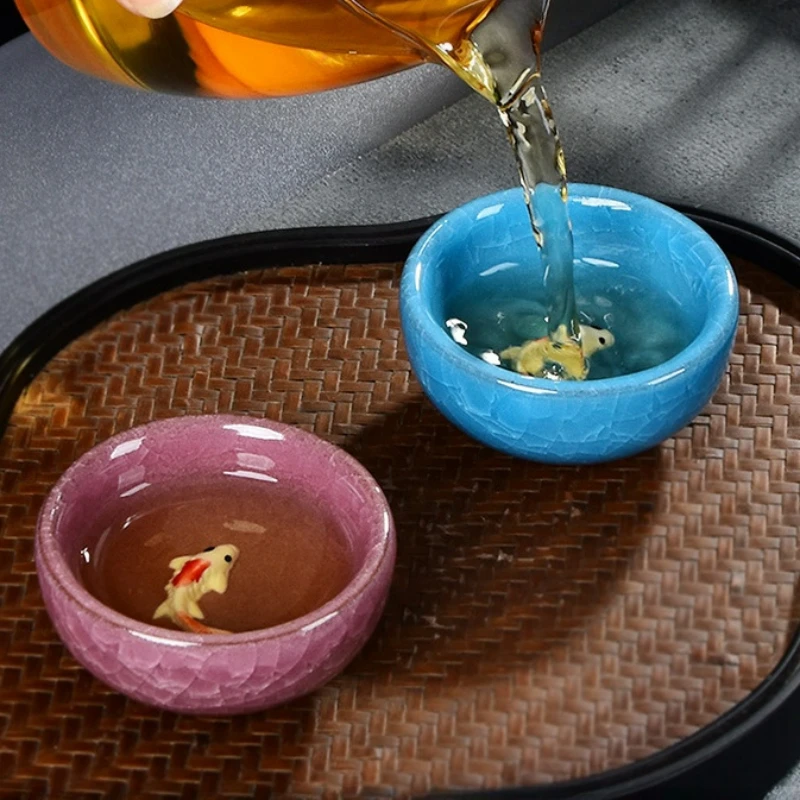 Tea Cup Porcelain Celadon Fish Teacup Small Carp Teacups Kung Fu Teaware Accessories Personalised Ceramic Oolong Tea Tasting Utensils