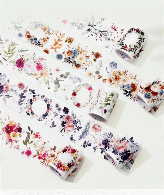 Scrapbook Tape WT Pre-Cut Rosé Scripts Wide PET Tape, Single Roll