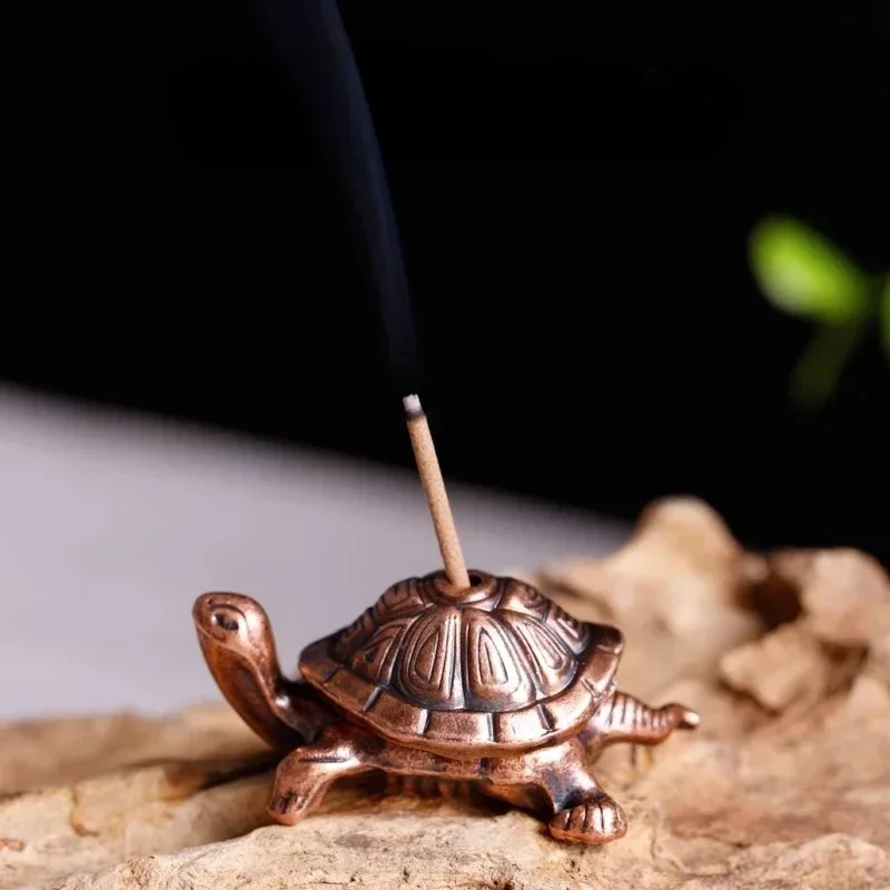 1pcs Mini Turtle Shape Incense Censer Sandalwood Stick Holder Vintage Bronze Animal Incense Holder Burner Stand Gift Home Decor