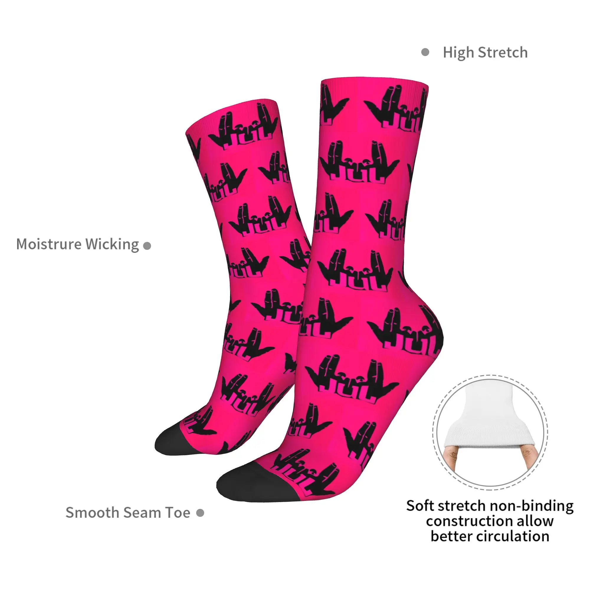 Benutzerdefinierte klassische JUL Rapper Männer Frauen Crew Socken Unisex lustige 3D-Druck Musik Kleid Socken – Detail 7