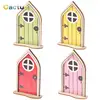1PC 1/12 DollHouse Miniature Furniture Wooden Steepletop Door For Children DIY Furniture Garden Craft Toy 3D Fairy Door Tool - Image 2