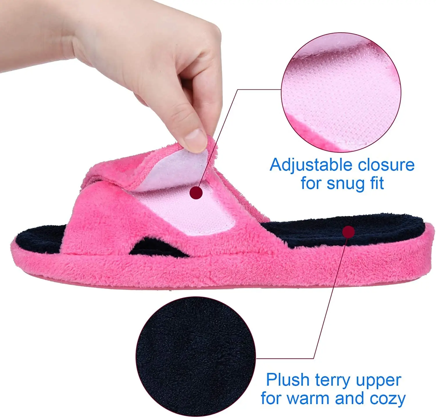 Evshine Neue Frauen Warme Arthritis Ödeme Geschwollene Neuropathie Socken Slip auf Einstellbare Fuzzy Bequeme Hausschuhe Frauen Schlafzimmer Hausschuhe – Detail 4
