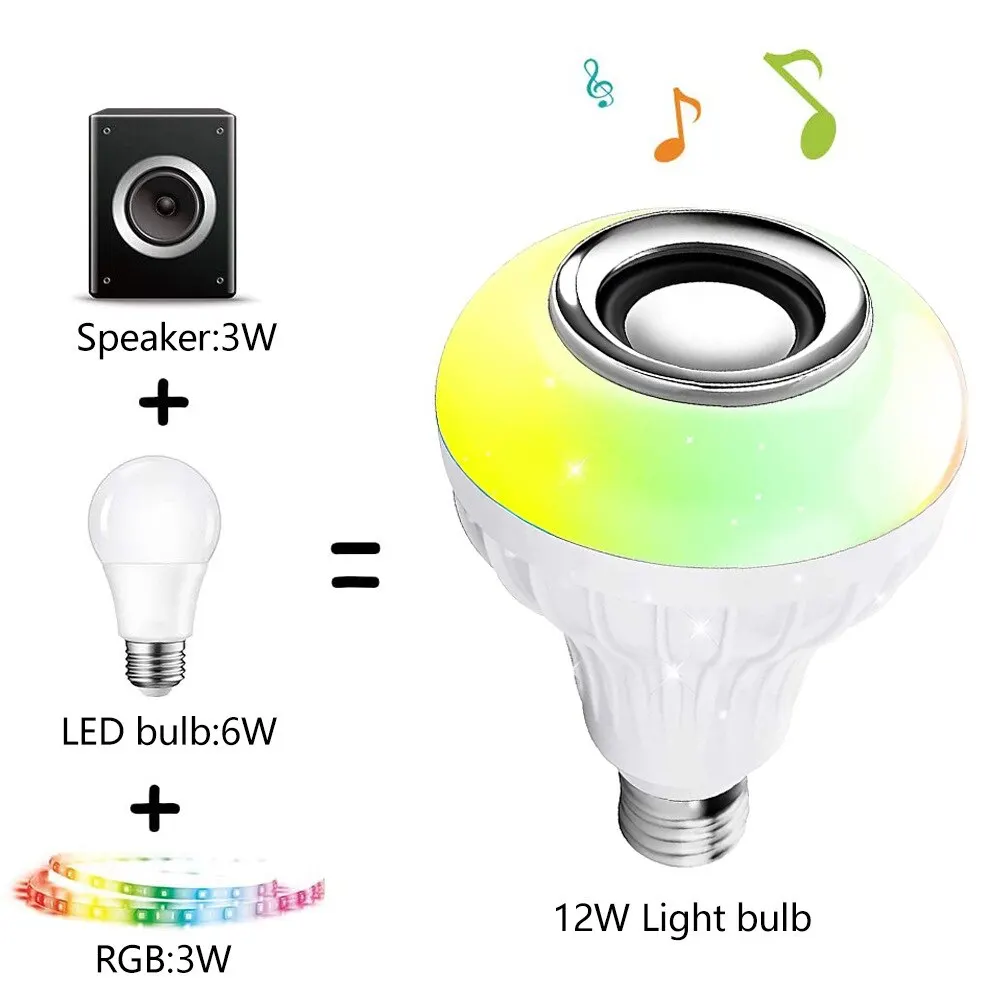 Lâmpada De Led Music Bluetooth RGB 12w C/ Controle Remoto - ESPAÇO LED