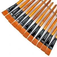 12pcs Wide Flat Acrylic Paint Brushes - 3/4 Inch Synthetic Nylon Bristles for Detail Art Painting, Oil, Watercolor - Bulk Paint 1